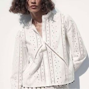 ZARA NWT BEADED COTTON BLOUSE M